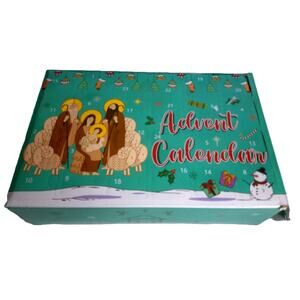 Advent Christmas Calendar Socks Nativity Theme Set of 24 New Open Box